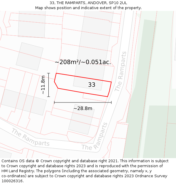 33, THE RAMPARTS, ANDOVER, SP10 2UL: Plot and title map