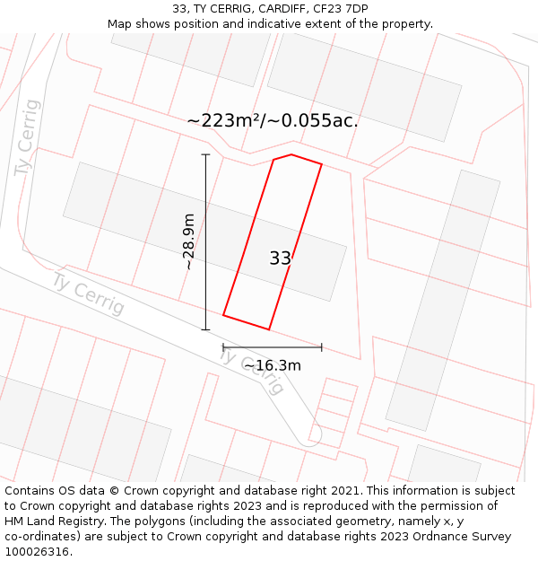 33, TY CERRIG, CARDIFF, CF23 7DP: Plot and title map
