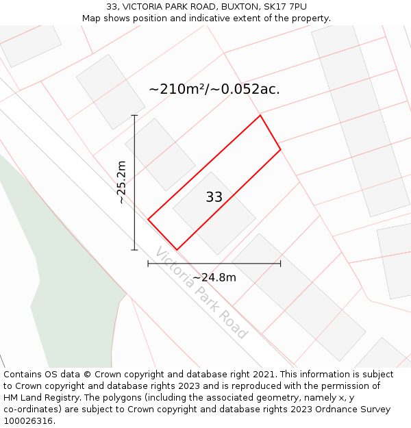 33, VICTORIA PARK ROAD, BUXTON, SK17 7PU: Plot and title map