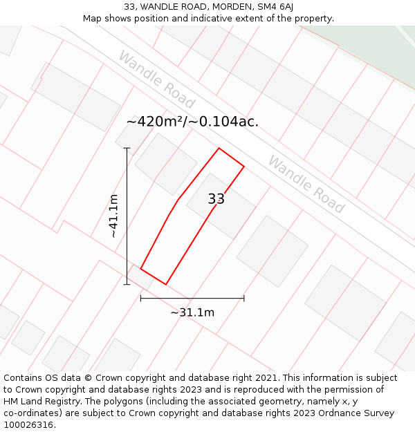 33, WANDLE ROAD, MORDEN, SM4 6AJ: Plot and title map