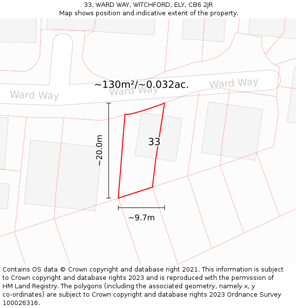 33, WARD WAY, WITCHFORD, ELY, CB6 2JR: Plot and title map