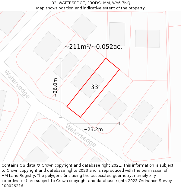 33, WATERSEDGE, FRODSHAM, WA6 7NQ: Plot and title map