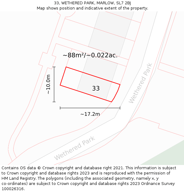 33, WETHERED PARK, MARLOW, SL7 2BJ: Plot and title map