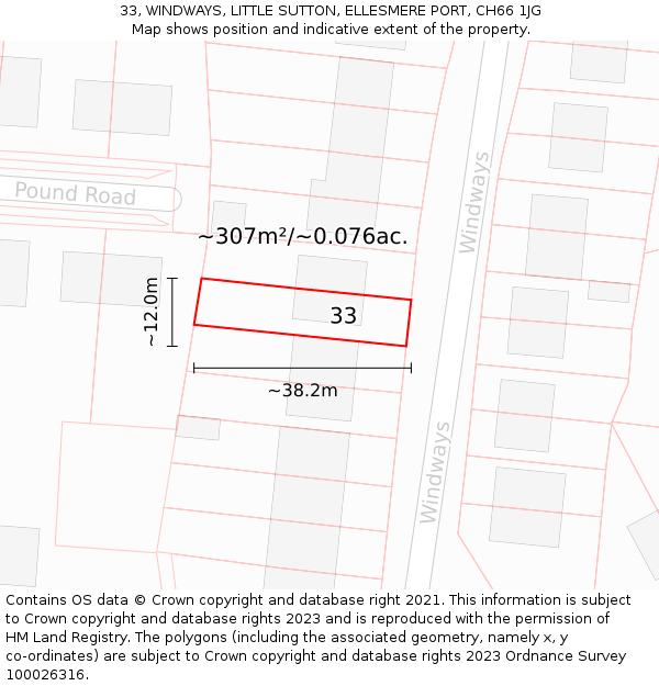 33, WINDWAYS, LITTLE SUTTON, ELLESMERE PORT, CH66 1JG: Plot and title map