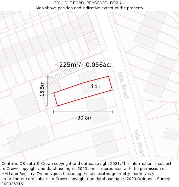 331, IDLE ROAD, BRADFORD, BD2 4JU: Plot and title map
