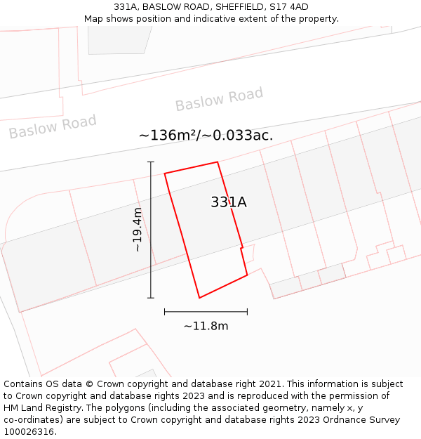 331A, BASLOW ROAD, SHEFFIELD, S17 4AD: Plot and title map
