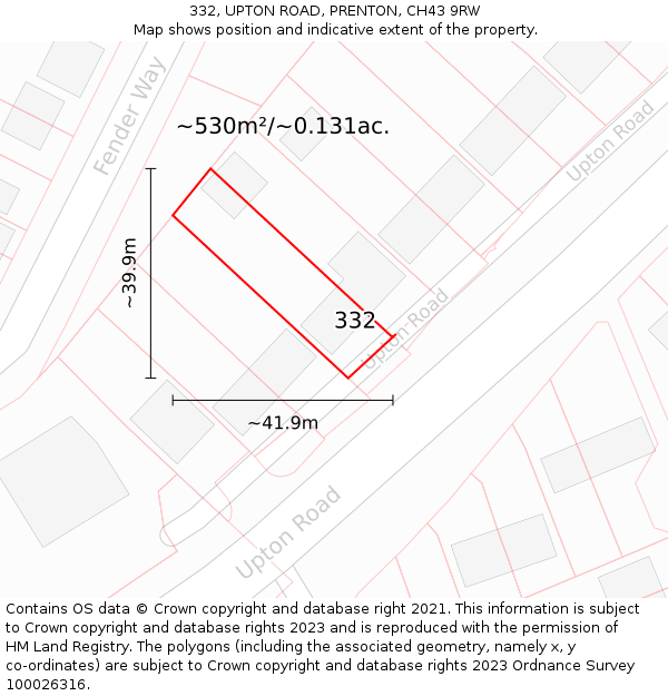 332, UPTON ROAD, PRENTON, CH43 9RW: Plot and title map
