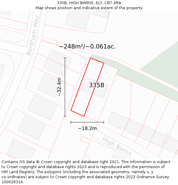 335B, HIGH BARNS, ELY, CB7 4RW: Plot and title map