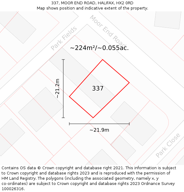 337, MOOR END ROAD, HALIFAX, HX2 0RD: Plot and title map