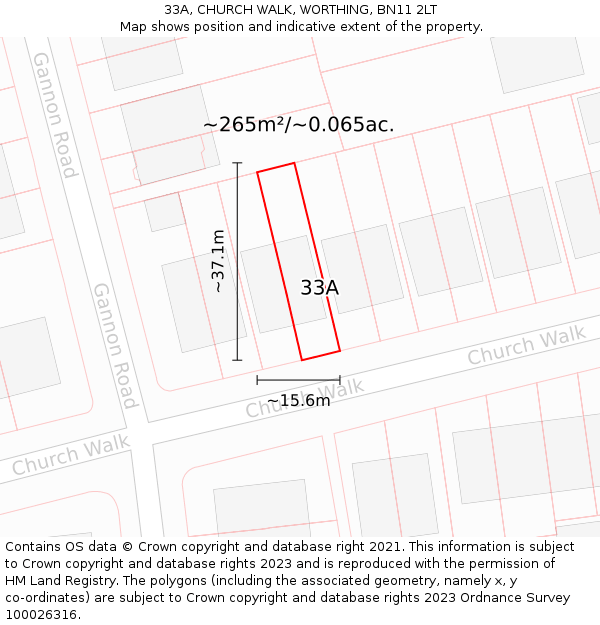 33A, CHURCH WALK, WORTHING, BN11 2LT: Plot and title map