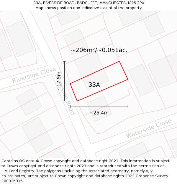 33A, RIVERSIDE ROAD, RADCLIFFE, MANCHESTER, M26 2PX: Plot and title map