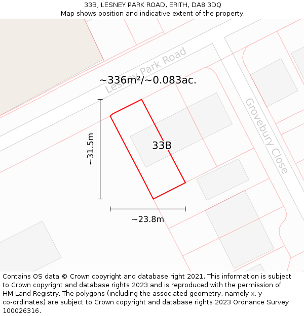33B, LESNEY PARK ROAD, ERITH, DA8 3DQ: Plot and title map