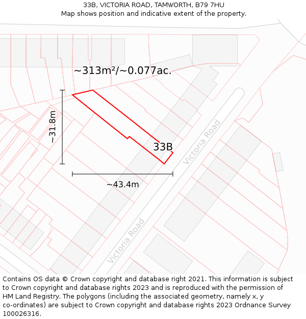 33B, VICTORIA ROAD, TAMWORTH, B79 7HU: Plot and title map