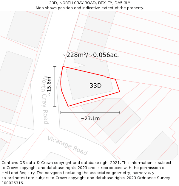 33D, NORTH CRAY ROAD, BEXLEY, DA5 3LY: Plot and title map