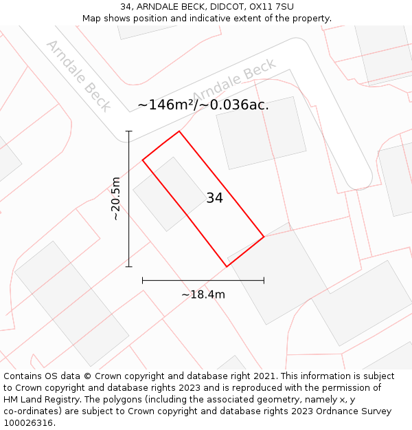 34, ARNDALE BECK, DIDCOT, OX11 7SU: Plot and title map