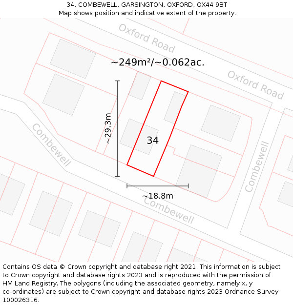 34, COMBEWELL, GARSINGTON, OXFORD, OX44 9BT: Plot and title map