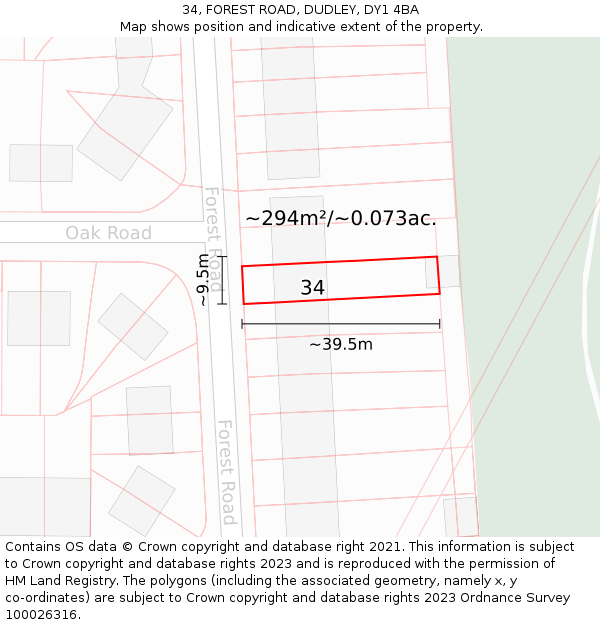 34, FOREST ROAD, DUDLEY, DY1 4BA: Plot and title map