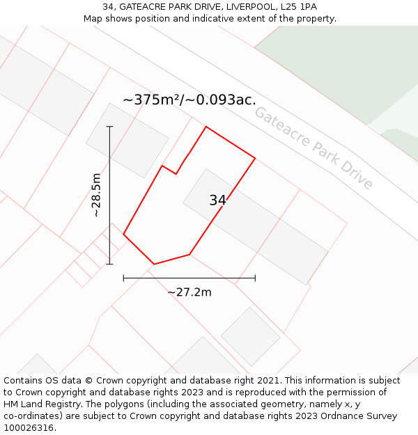 34, GATEACRE PARK DRIVE, LIVERPOOL, L25 1PA: Plot and title map