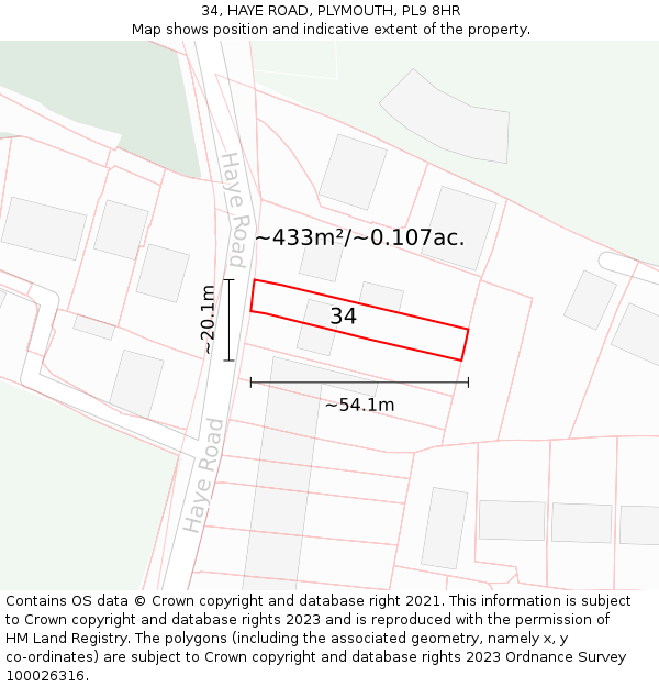 34, HAYE ROAD, PLYMOUTH, PL9 8HR: Plot and title map