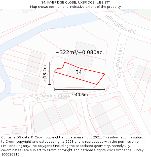 34, IVYBRIDGE CLOSE, UXBRIDGE, UB8 3TT: Plot and title map