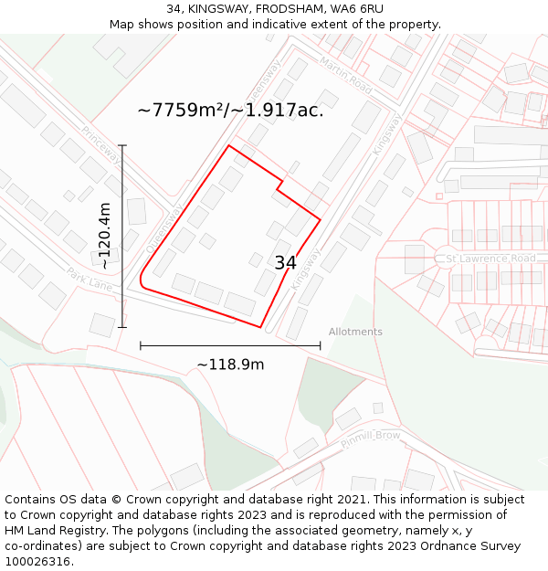 34, KINGSWAY, FRODSHAM, WA6 6RU: Plot and title map