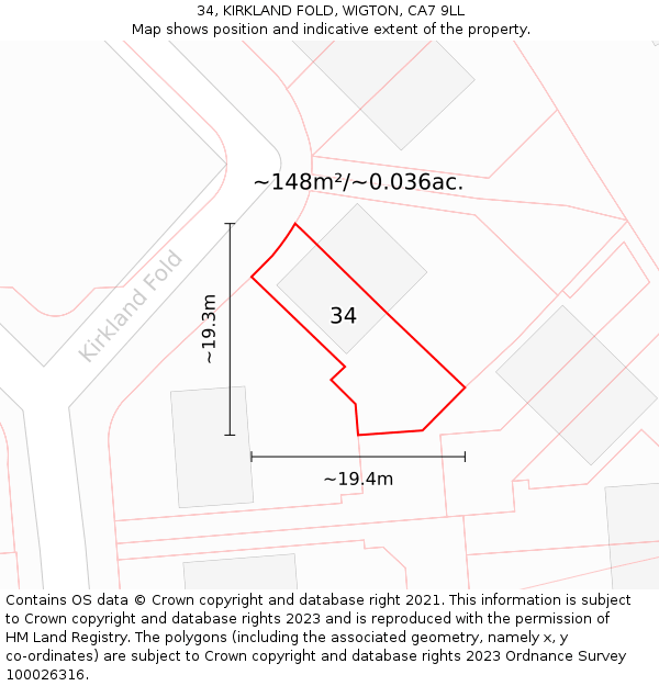 34, KIRKLAND FOLD, WIGTON, CA7 9LL: Plot and title map