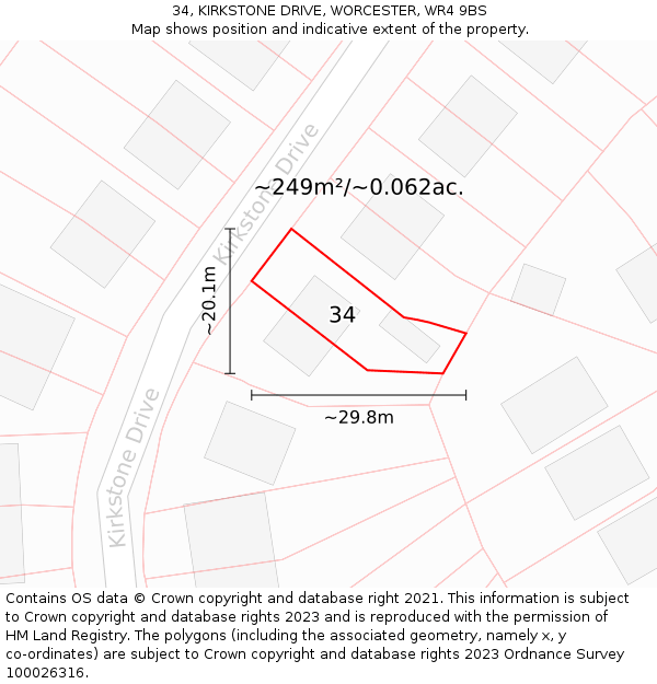 34, KIRKSTONE DRIVE, WORCESTER, WR4 9BS: Plot and title map