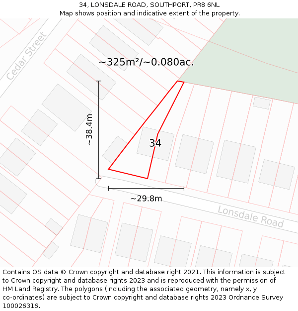 34, LONSDALE ROAD, SOUTHPORT, PR8 6NL: Plot and title map
