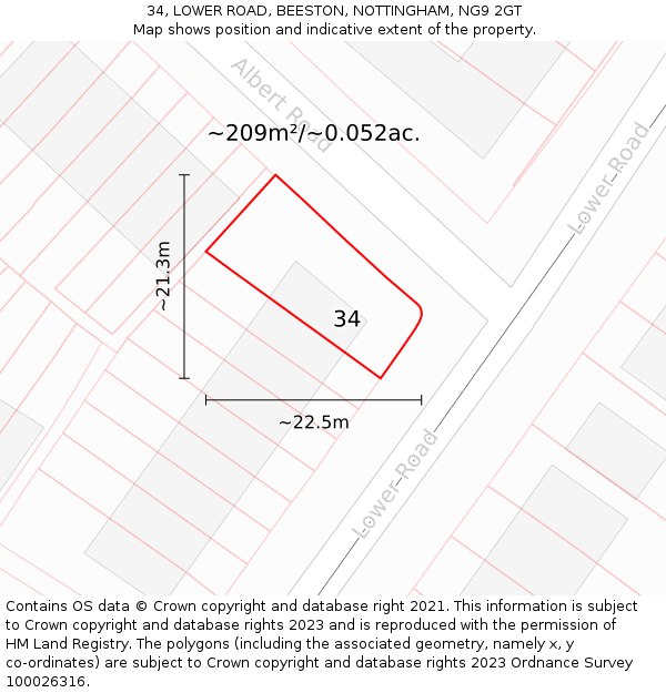 34, LOWER ROAD, BEESTON, NOTTINGHAM, NG9 2GT: Plot and title map