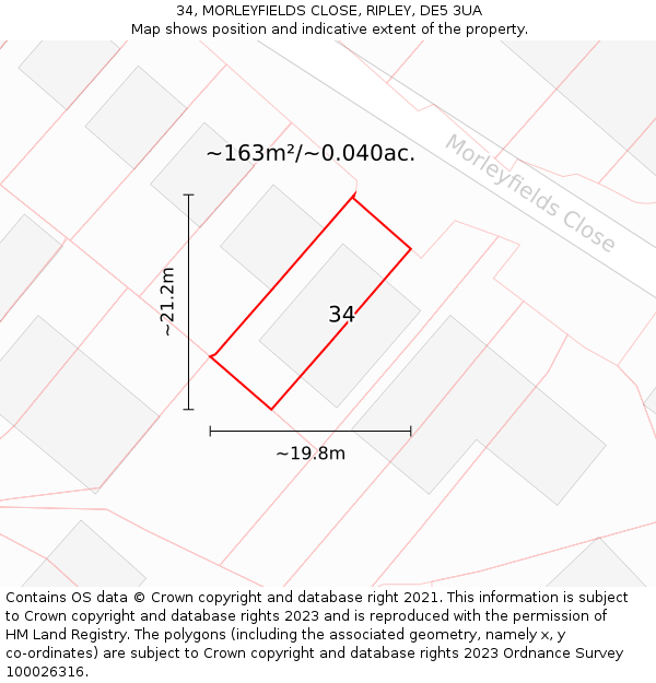 34, MORLEYFIELDS CLOSE, RIPLEY, DE5 3UA: Plot and title map
