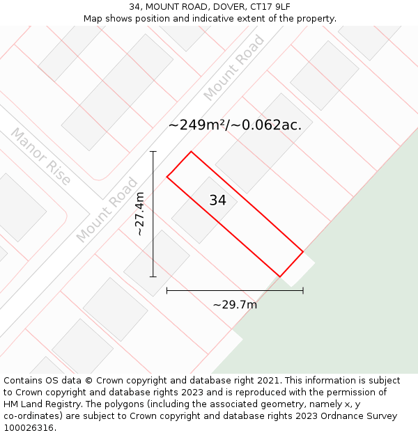 34, MOUNT ROAD, DOVER, CT17 9LF: Plot and title map