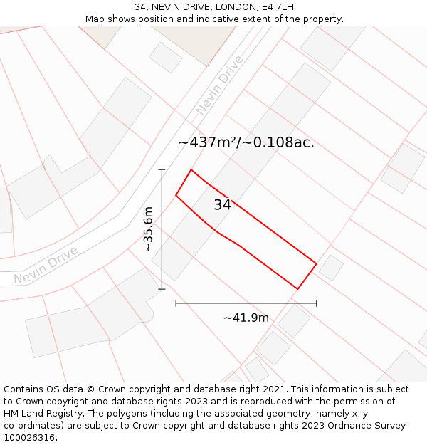 34, NEVIN DRIVE, LONDON, E4 7LH: Plot and title map