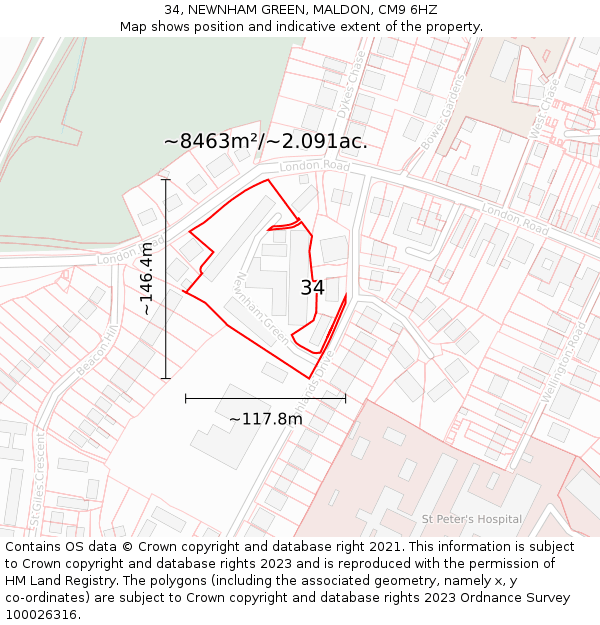 34, NEWNHAM GREEN, MALDON, CM9 6HZ: Plot and title map
