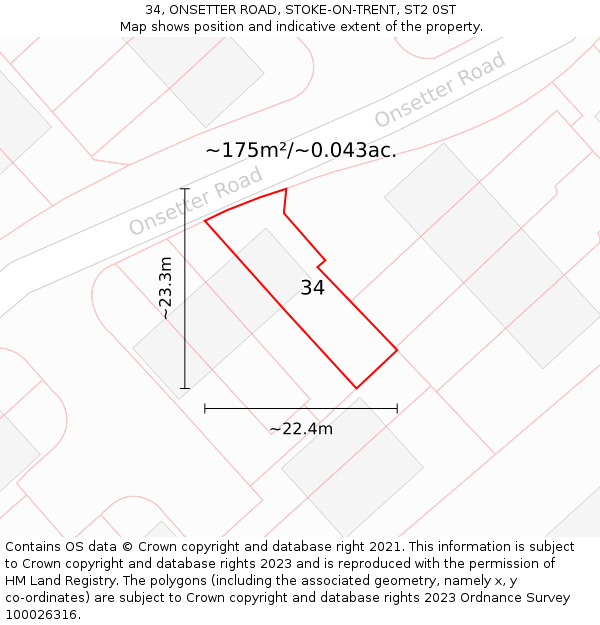 34, ONSETTER ROAD, STOKE-ON-TRENT, ST2 0ST: Plot and title map