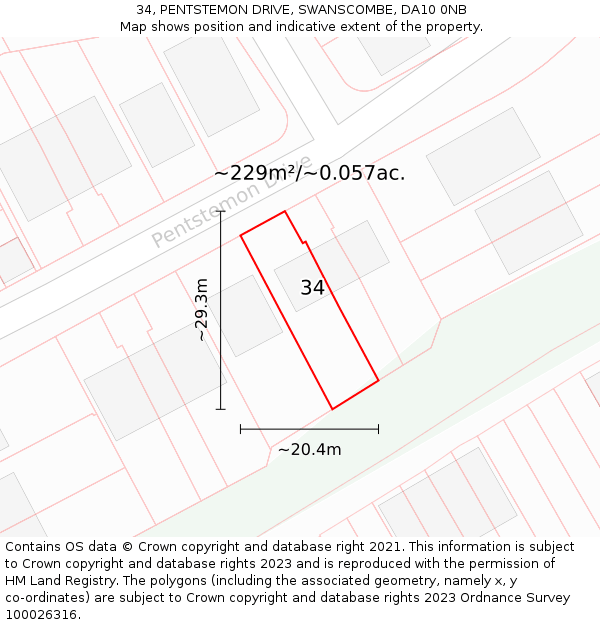 34, PENTSTEMON DRIVE, SWANSCOMBE, DA10 0NB: Plot and title map