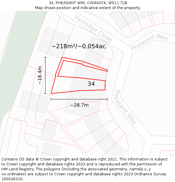 34, PHEASANT WAY, CANNOCK, WS11 7LB: Plot and title map