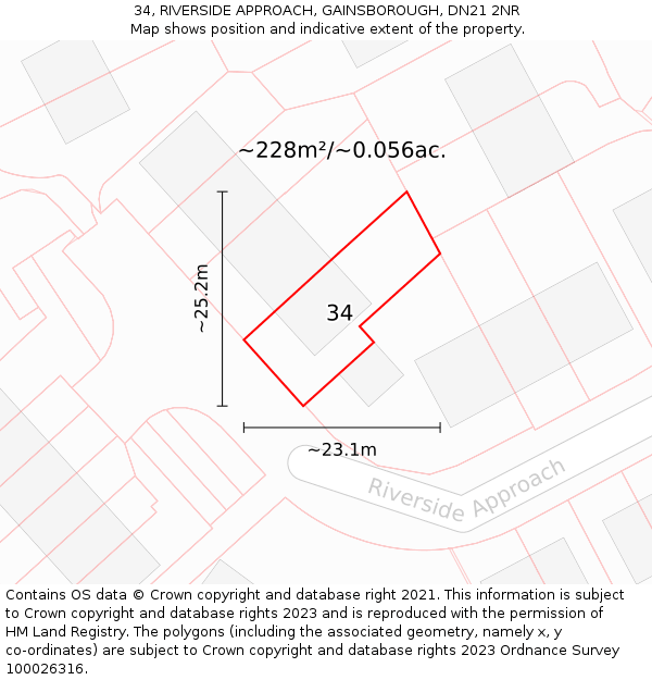 34, RIVERSIDE APPROACH, GAINSBOROUGH, DN21 2NR: Plot and title map