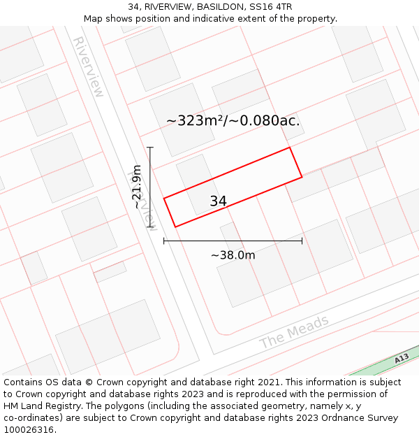 34, RIVERVIEW, BASILDON, SS16 4TR: Plot and title map