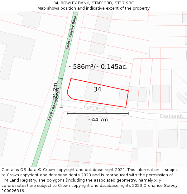 34, ROWLEY BANK, STAFFORD, ST17 9BG: Plot and title map