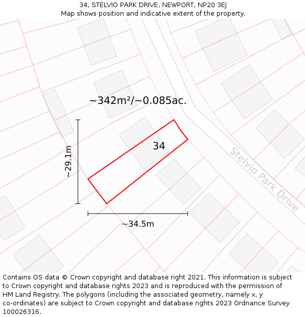 34, STELVIO PARK DRIVE, NEWPORT, NP20 3EJ: Plot and title map