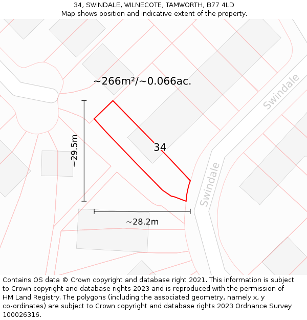 34, SWINDALE, WILNECOTE, TAMWORTH, B77 4LD: Plot and title map