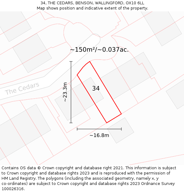 34, THE CEDARS, BENSON, WALLINGFORD, OX10 6LL: Plot and title map
