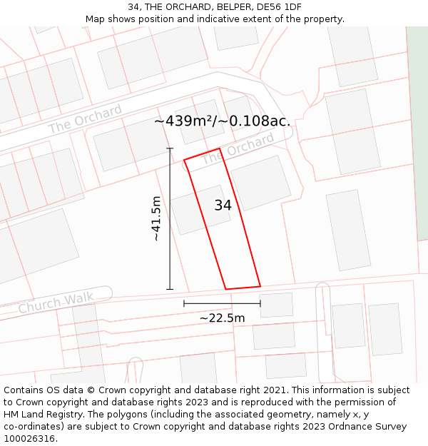 34, THE ORCHARD, BELPER, DE56 1DF: Plot and title map