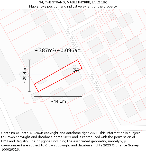 34, THE STRAND, MABLETHORPE, LN12 1BQ: Plot and title map