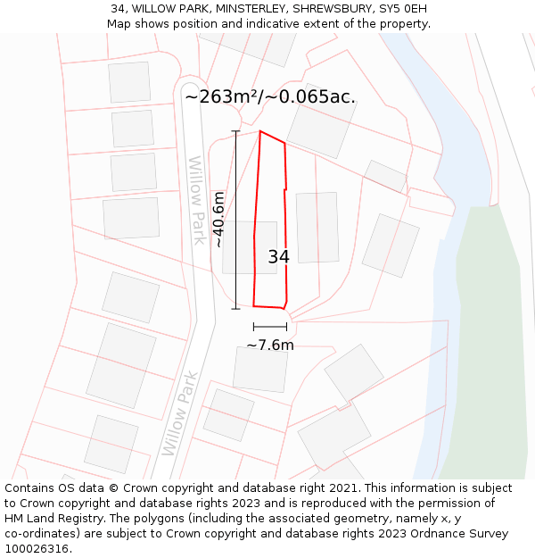 34, WILLOW PARK, MINSTERLEY, SHREWSBURY, SY5 0EH: Plot and title map