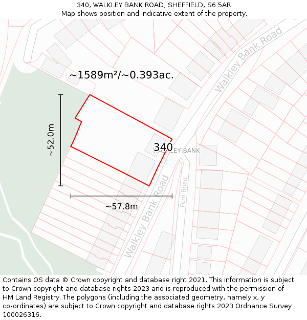 340, WALKLEY BANK ROAD, SHEFFIELD, S6 5AR: Plot and title map