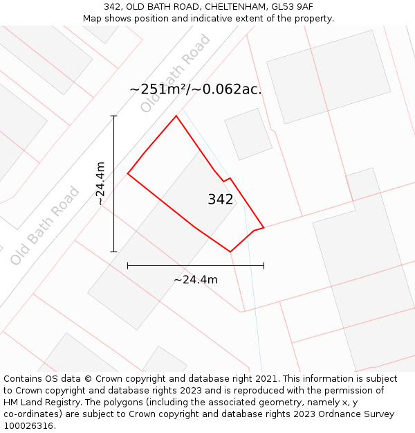 342, OLD BATH ROAD, CHELTENHAM, GL53 9AF: Plot and title map