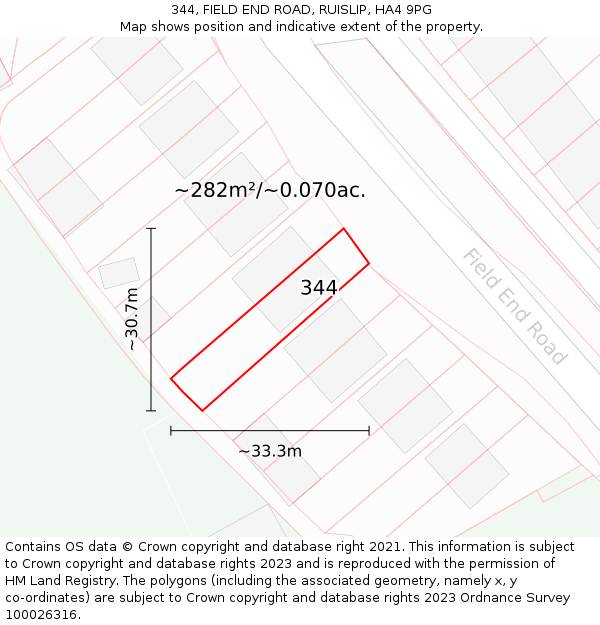 344, FIELD END ROAD, RUISLIP, HA4 9PG: Plot and title map