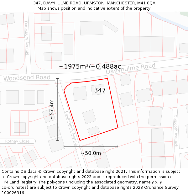 347, DAVYHULME ROAD, URMSTON, MANCHESTER, M41 8QA: Plot and title map