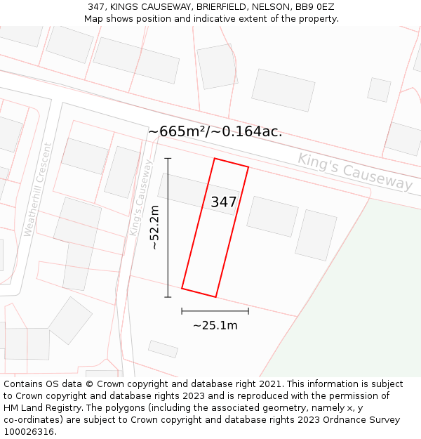 347, KINGS CAUSEWAY, BRIERFIELD, NELSON, BB9 0EZ: Plot and title map
